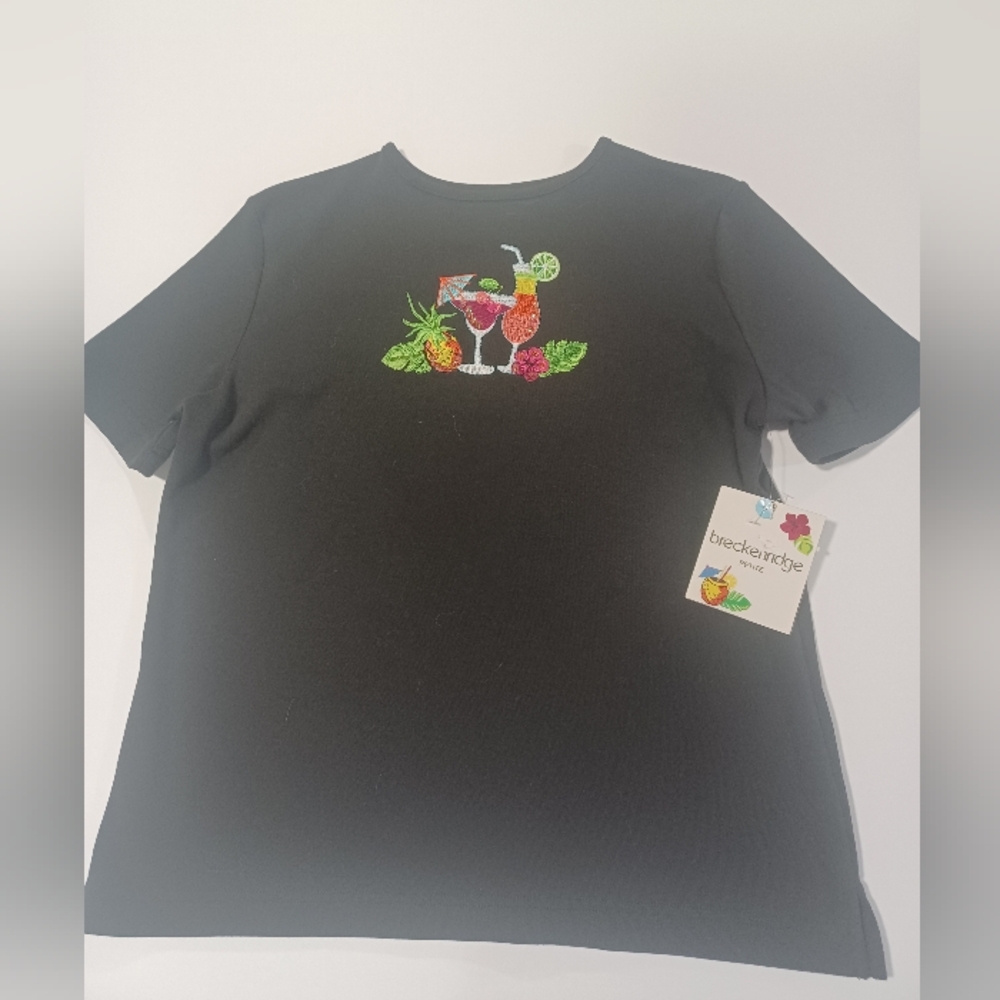 Breckenridge Black Tee with Vibrant Drink Embroidery